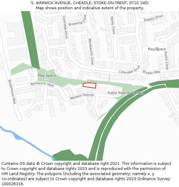 5, WARWICK AVENUE, CHEADLE, STOKE-ON-TRENT, ST10 1WD: Location map and indicative extent of plot