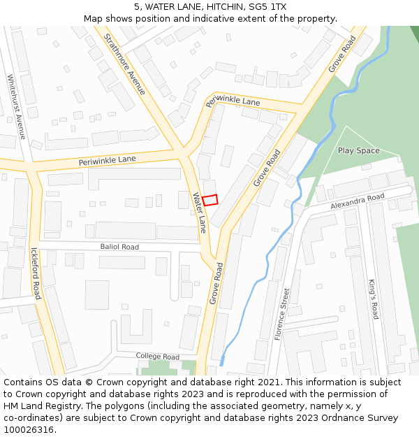5, WATER LANE, HITCHIN, SG5 1TX: Location map and indicative extent of plot