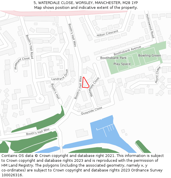 5, WATERDALE CLOSE, WORSLEY, MANCHESTER, M28 1YP: Location map and indicative extent of plot