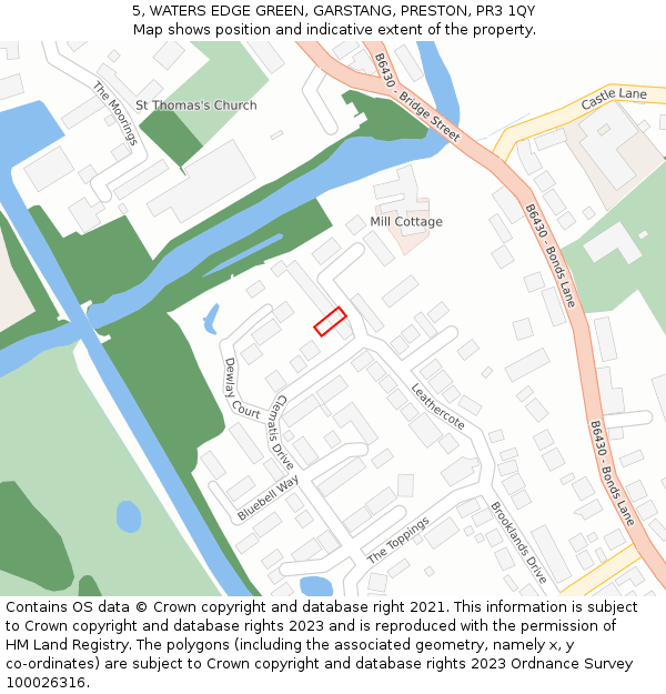 5, WATERS EDGE GREEN, GARSTANG, PRESTON, PR3 1QY: Location map and indicative extent of plot