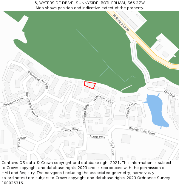 5, WATERSIDE DRIVE, SUNNYSIDE, ROTHERHAM, S66 3ZW: Location map and indicative extent of plot