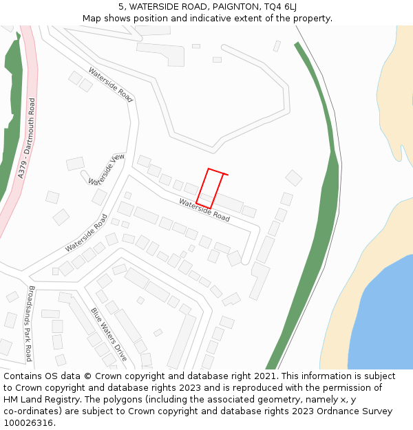 5, WATERSIDE ROAD, PAIGNTON, TQ4 6LJ: Location map and indicative extent of plot