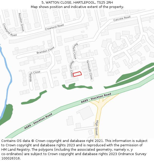 5, WATTON CLOSE, HARTLEPOOL, TS25 2RH: Location map and indicative extent of plot