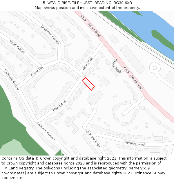 5, WEALD RISE, TILEHURST, READING, RG30 6XB: Location map and indicative extent of plot