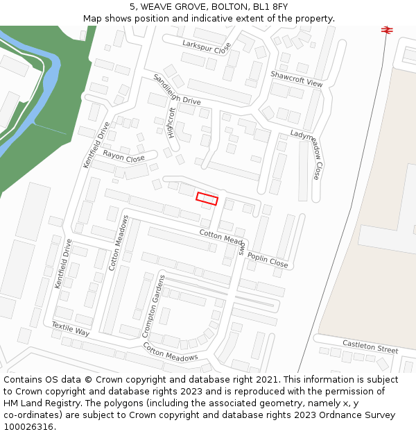 5, WEAVE GROVE, BOLTON, BL1 8FY: Location map and indicative extent of plot