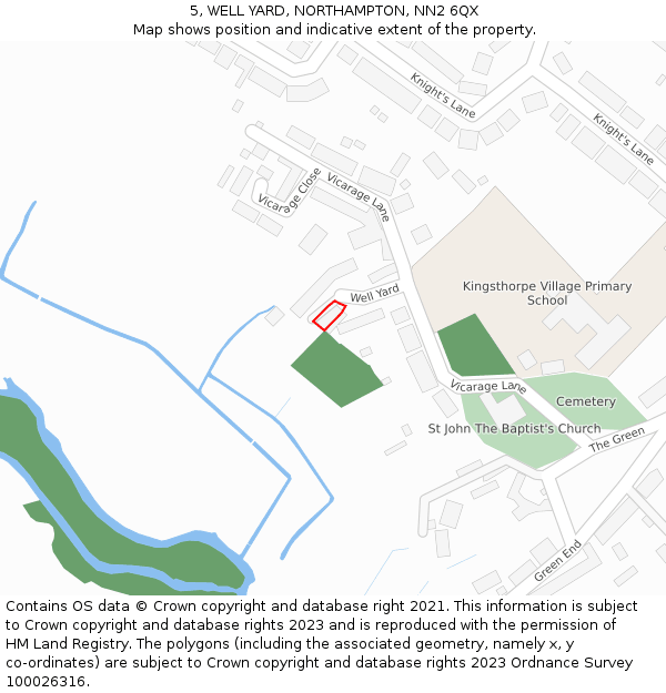 5, WELL YARD, NORTHAMPTON, NN2 6QX: Location map and indicative extent of plot