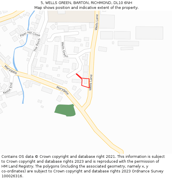 5, WELLS GREEN, BARTON, RICHMOND, DL10 6NH: Location map and indicative extent of plot