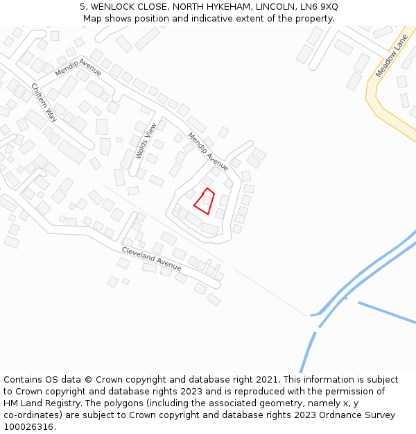 5, WENLOCK CLOSE, NORTH HYKEHAM, LINCOLN, LN6 9XQ: Location map and indicative extent of plot