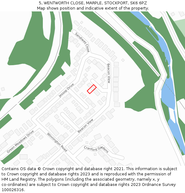 5, WENTWORTH CLOSE, MARPLE, STOCKPORT, SK6 6PZ: Location map and indicative extent of plot