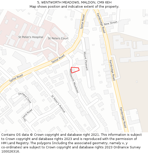 5, WENTWORTH MEADOWS, MALDON, CM9 6EH: Location map and indicative extent of plot
