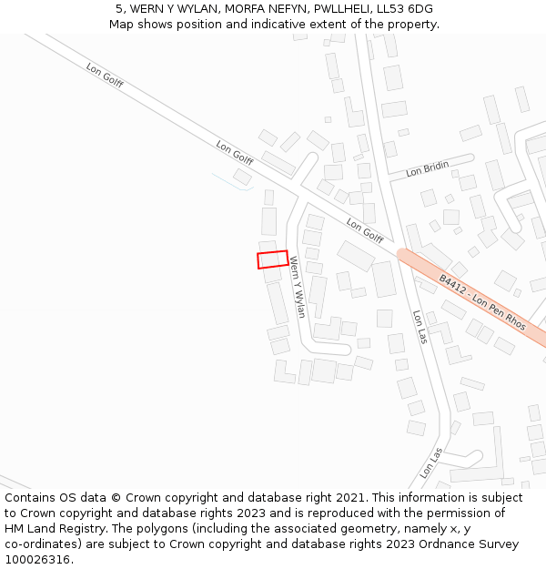 5, WERN Y WYLAN, MORFA NEFYN, PWLLHELI, LL53 6DG: Location map and indicative extent of plot