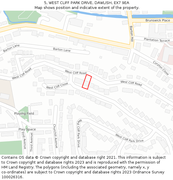 5, WEST CLIFF PARK DRIVE, DAWLISH, EX7 9EA: Location map and indicative extent of plot