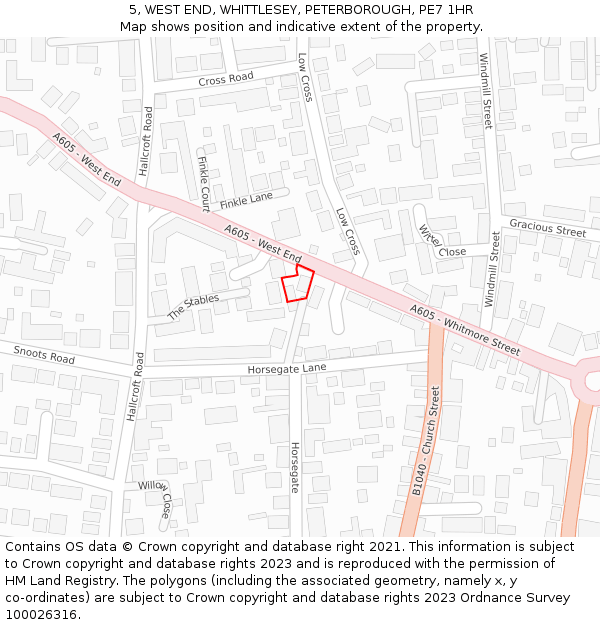 5, WEST END, WHITTLESEY, PETERBOROUGH, PE7 1HR: Location map and indicative extent of plot