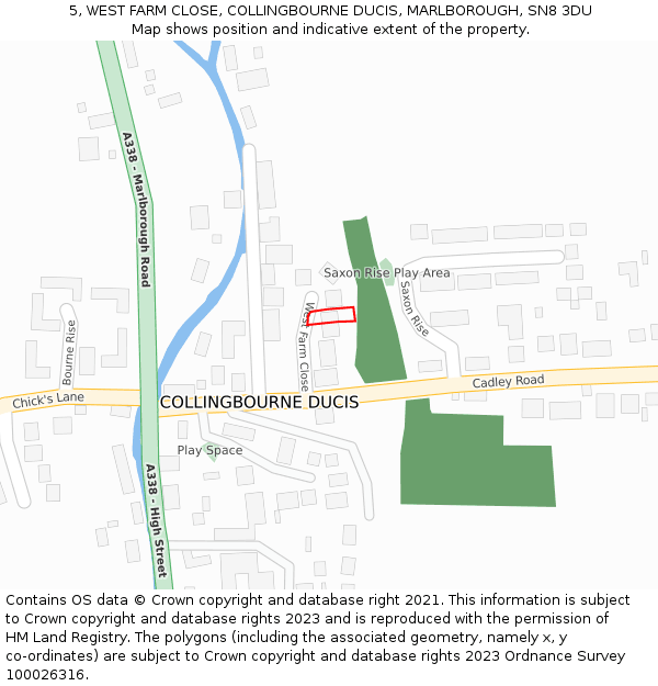 5, WEST FARM CLOSE, COLLINGBOURNE DUCIS, MARLBOROUGH, SN8 3DU: Location map and indicative extent of plot