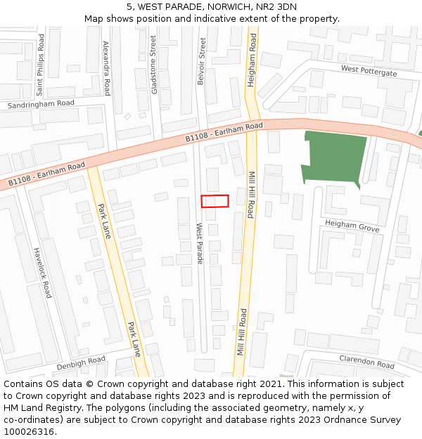 5, WEST PARADE, NORWICH, NR2 3DN: Location map and indicative extent of plot