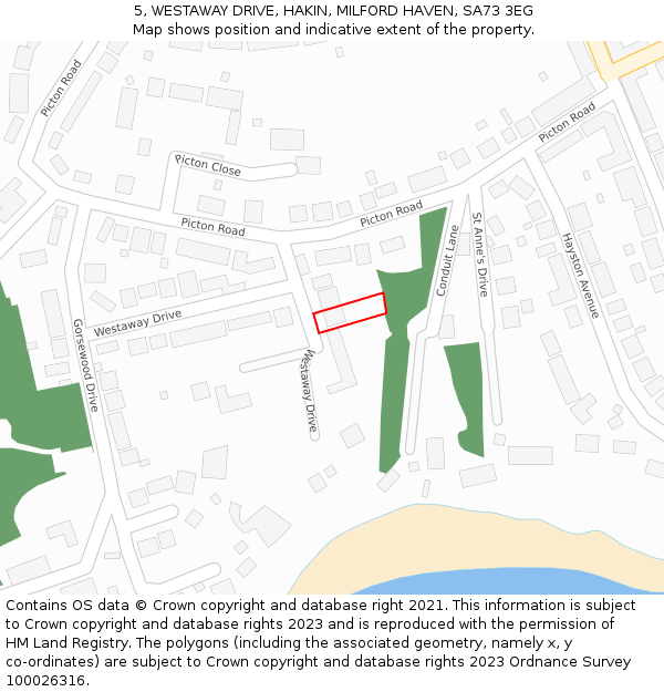 5, WESTAWAY DRIVE, HAKIN, MILFORD HAVEN, SA73 3EG: Location map and indicative extent of plot