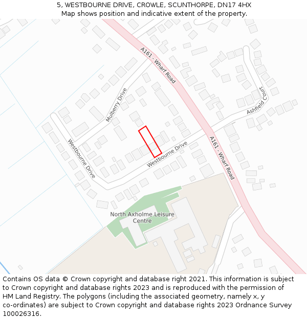 5, WESTBOURNE DRIVE, CROWLE, SCUNTHORPE, DN17 4HX: Location map and indicative extent of plot