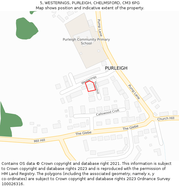 5, WESTERINGS, PURLEIGH, CHELMSFORD, CM3 6PG: Location map and indicative extent of plot