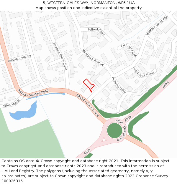 5, WESTERN GALES WAY, NORMANTON, WF6 1UA: Location map and indicative extent of plot