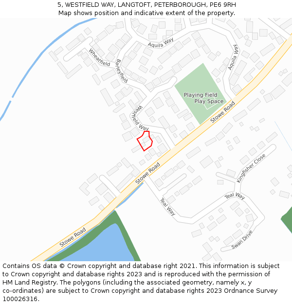 5, WESTFIELD WAY, LANGTOFT, PETERBOROUGH, PE6 9RH: Location map and indicative extent of plot