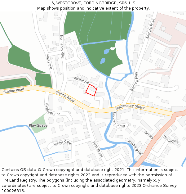 5, WESTGROVE, FORDINGBRIDGE, SP6 1LS: Location map and indicative extent of plot