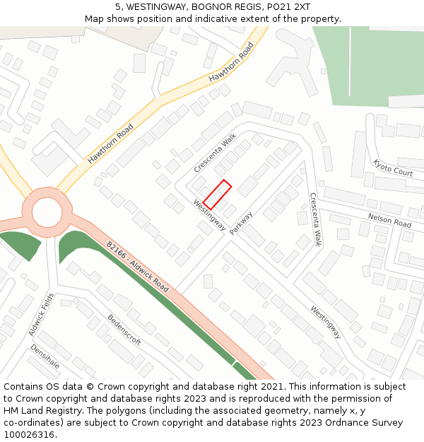 5, WESTINGWAY, BOGNOR REGIS, PO21 2XT: Location map and indicative extent of plot