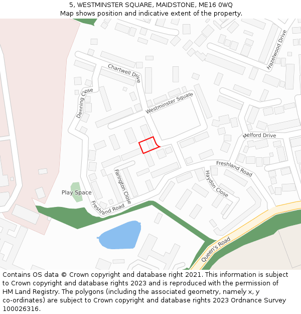 5, WESTMINSTER SQUARE, MAIDSTONE, ME16 0WQ: Location map and indicative extent of plot