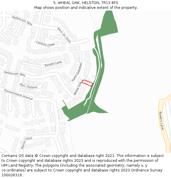 5, WHEAL OAK, HELSTON, TR13 8FS: Location map and indicative extent of plot