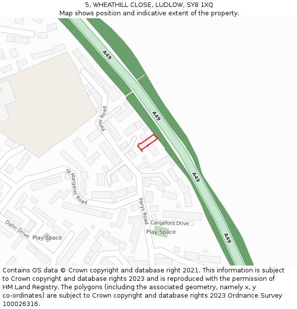5, WHEATHILL CLOSE, LUDLOW, SY8 1XQ: Location map and indicative extent of plot