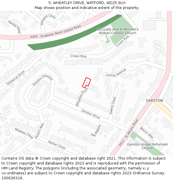 5, WHEATLEY DRIVE, WATFORD, WD25 9LH: Location map and indicative extent of plot