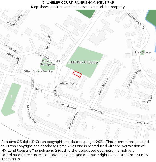 5, WHELER COURT, FAVERSHAM, ME13 7NR: Location map and indicative extent of plot