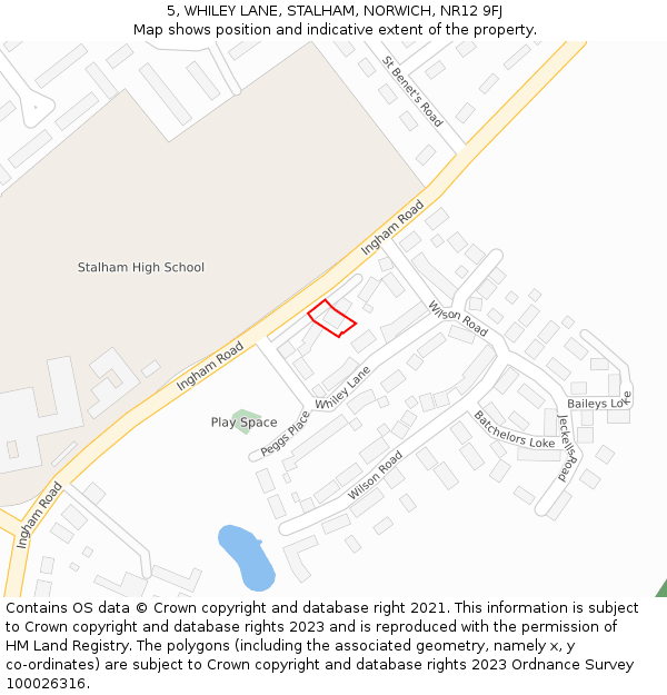 5, WHILEY LANE, STALHAM, NORWICH, NR12 9FJ: Location map and indicative extent of plot