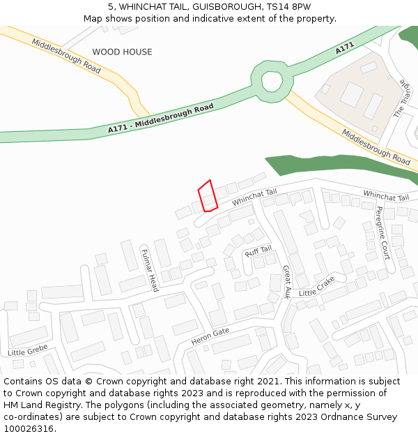 5, WHINCHAT TAIL, GUISBOROUGH, TS14 8PW: Location map and indicative extent of plot