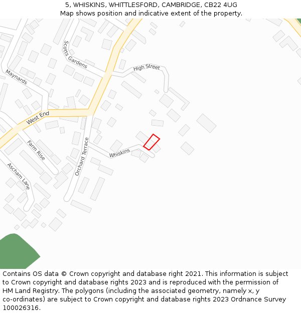 5, WHISKINS, WHITTLESFORD, CAMBRIDGE, CB22 4UG: Location map and indicative extent of plot