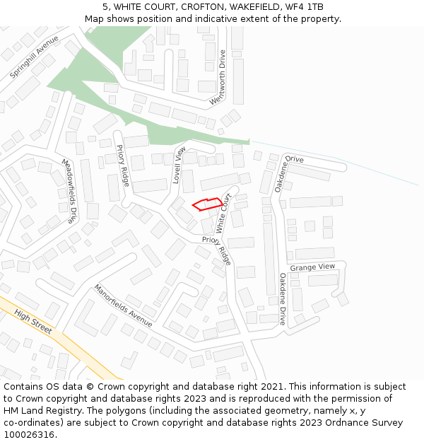 5, WHITE COURT, CROFTON, WAKEFIELD, WF4 1TB: Location map and indicative extent of plot