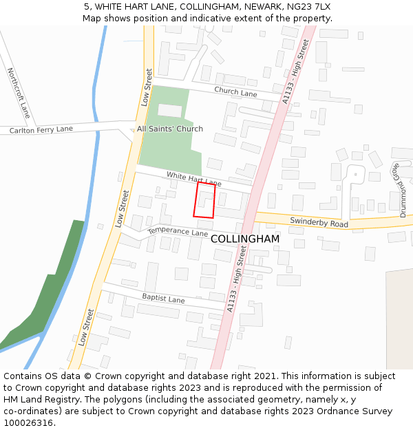 5, WHITE HART LANE, COLLINGHAM, NEWARK, NG23 7LX: Location map and indicative extent of plot