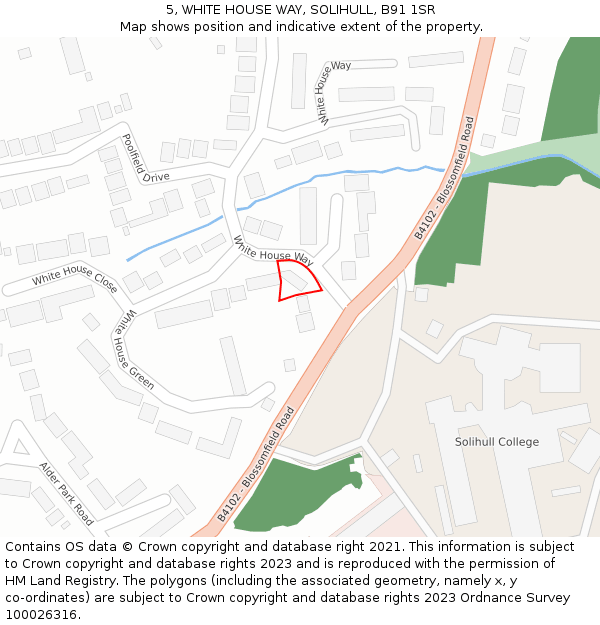 5, WHITE HOUSE WAY, SOLIHULL, B91 1SR: Location map and indicative extent of plot