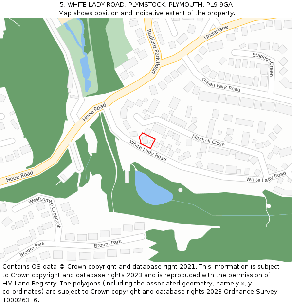 5, WHITE LADY ROAD, PLYMSTOCK, PLYMOUTH, PL9 9GA: Location map and indicative extent of plot