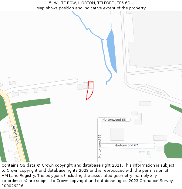 5, WHITE ROW, HORTON, TELFORD, TF6 6DU: Location map and indicative extent of plot