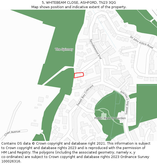 5, WHITEBEAM CLOSE, ASHFORD, TN23 3QG: Location map and indicative extent of plot