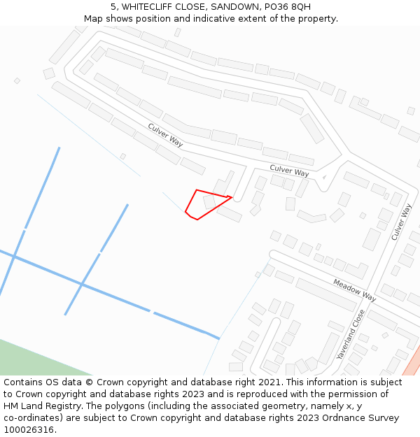 5, WHITECLIFF CLOSE, SANDOWN, PO36 8QH: Location map and indicative extent of plot