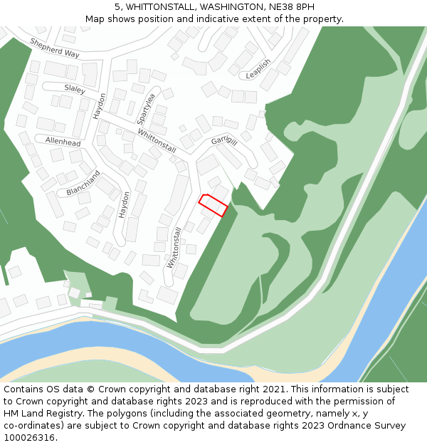 5, WHITTONSTALL, WASHINGTON, NE38 8PH: Location map and indicative extent of plot