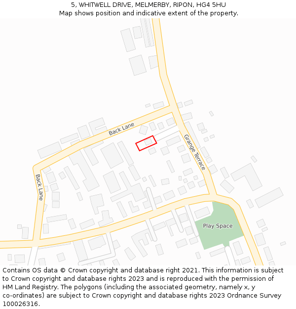 5, WHITWELL DRIVE, MELMERBY, RIPON, HG4 5HU: Location map and indicative extent of plot