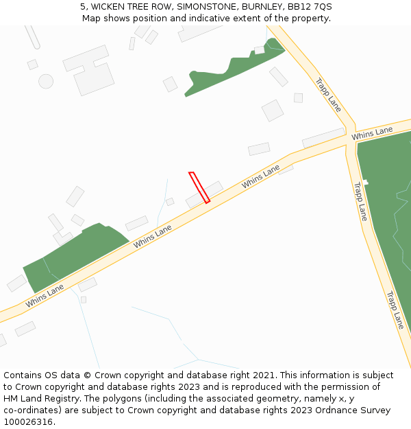 5, WICKEN TREE ROW, SIMONSTONE, BURNLEY, BB12 7QS: Location map and indicative extent of plot