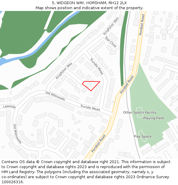 5, WIDGEON WAY, HORSHAM, RH12 2LX: Location map and indicative extent of plot