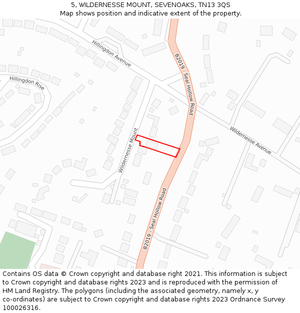 5, WILDERNESSE MOUNT, SEVENOAKS, TN13 3QS: Location map and indicative extent of plot