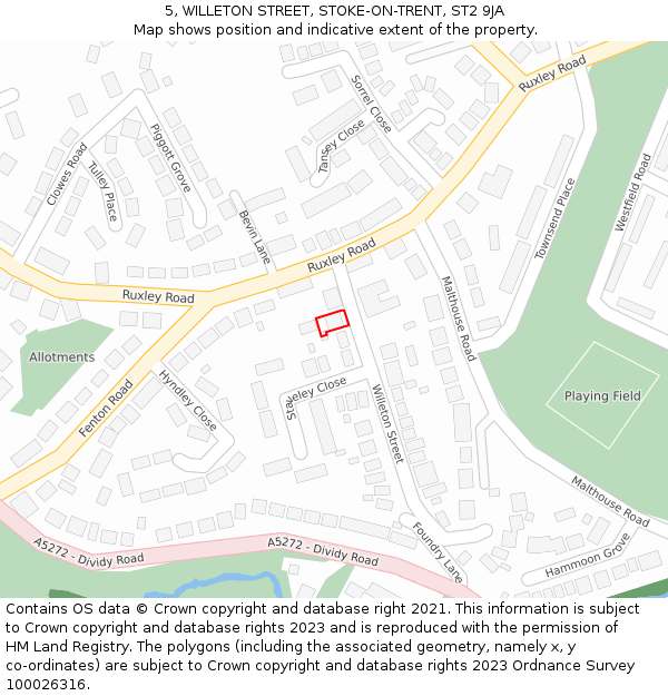 5, WILLETON STREET, STOKE-ON-TRENT, ST2 9JA: Location map and indicative extent of plot