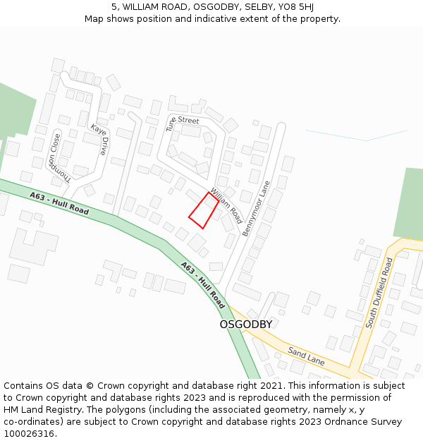 5, WILLIAM ROAD, OSGODBY, SELBY, YO8 5HJ: Location map and indicative extent of plot