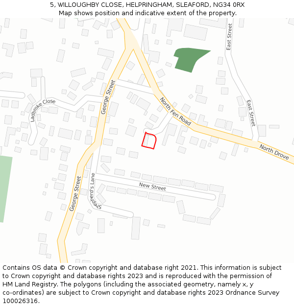 5, WILLOUGHBY CLOSE, HELPRINGHAM, SLEAFORD, NG34 0RX: Location map and indicative extent of plot