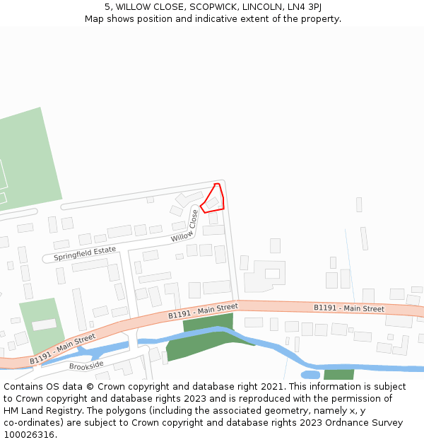 5, WILLOW CLOSE, SCOPWICK, LINCOLN, LN4 3PJ: Location map and indicative extent of plot